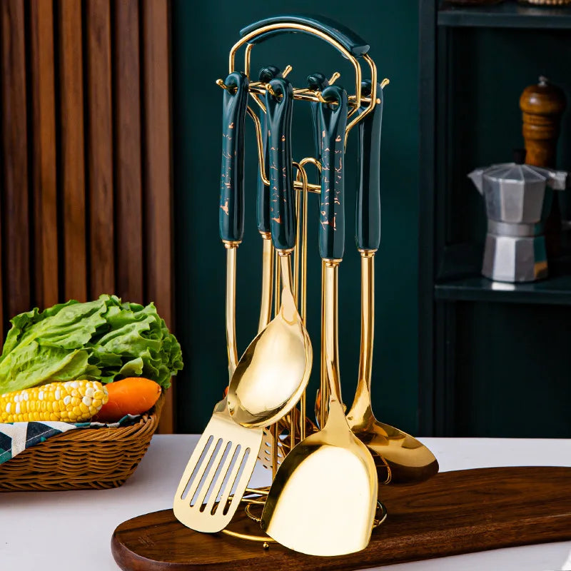 Conjunto de Utensílios para Cozinha em Aço Signature-0164-OutletMup-Verde Selva-OutletMup