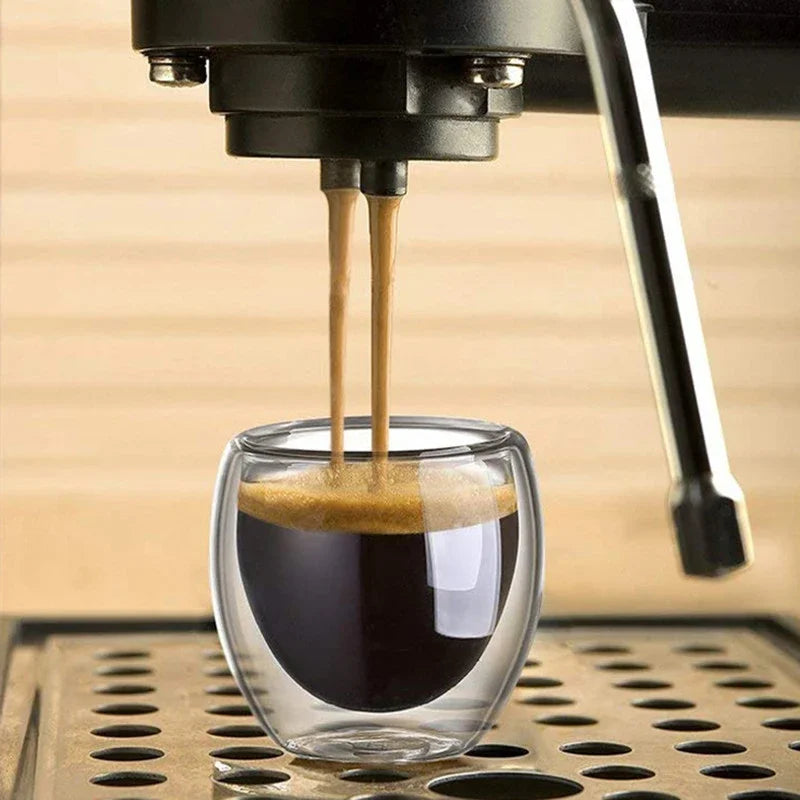 Xícara de Vidro Duplo 80ml para Café Espresso | Copo Térmico de Parede Dupla