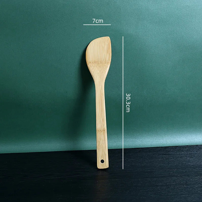 Kit de Utensílios de Cozinha em Bambu com 6 Peças