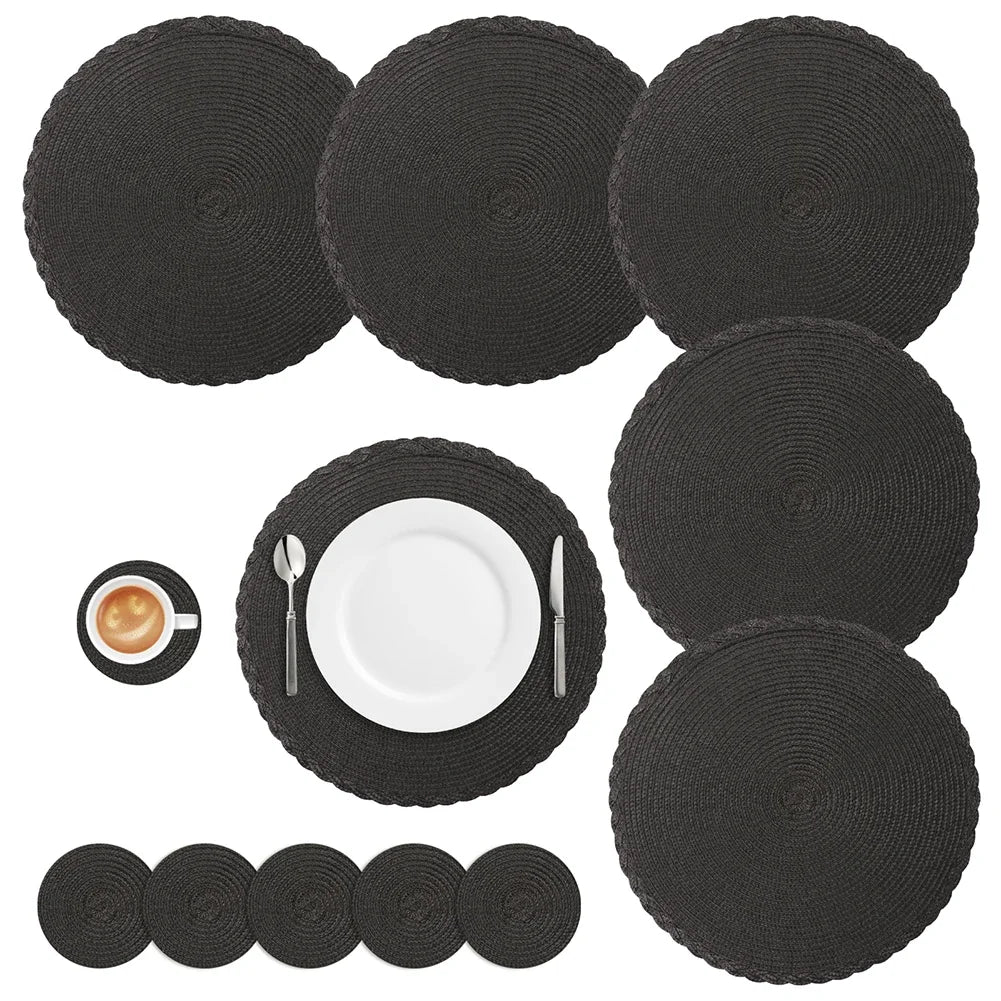 Conjunto Jogo Americano Trançado Signature-0192-OutletMup-Preto-OutletMup