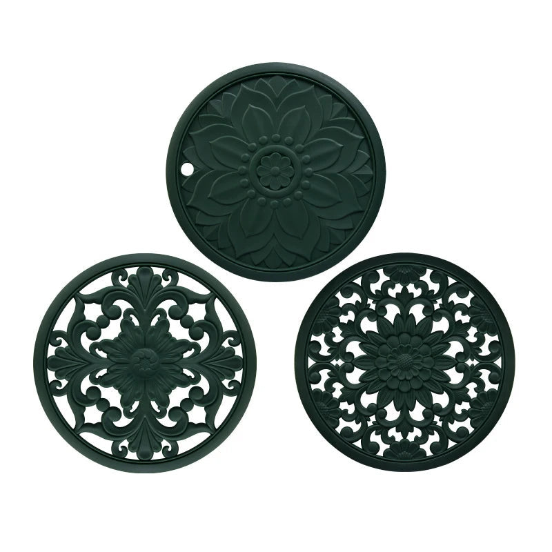 Kit Descanso de Panela e Copos em Silicone | Jogo com 3 Peças Resistente ao Calor