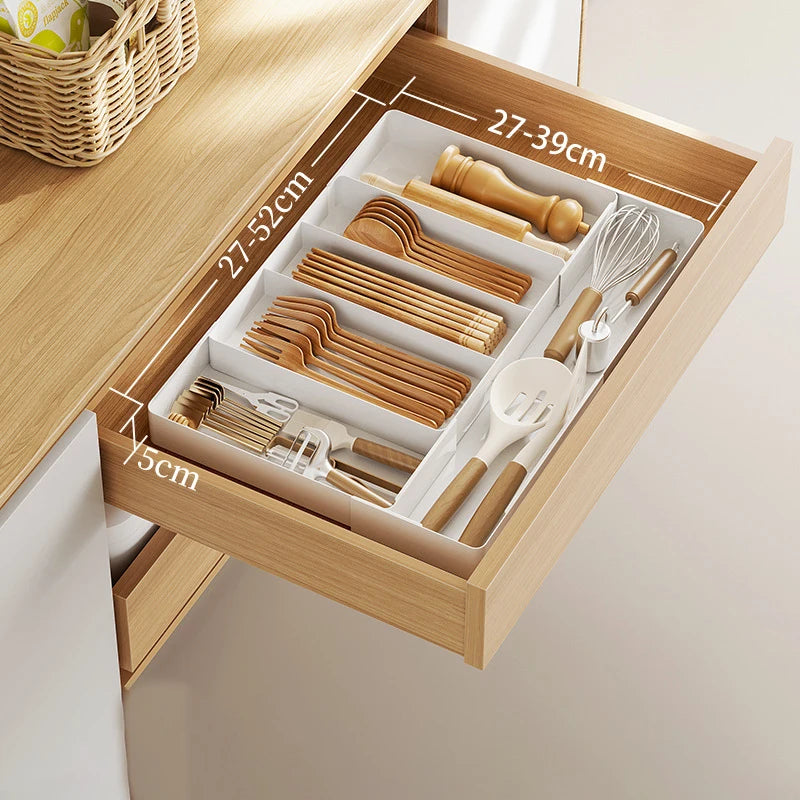 Organizador de Gaveta Ajustável para Talheres e Utensílios