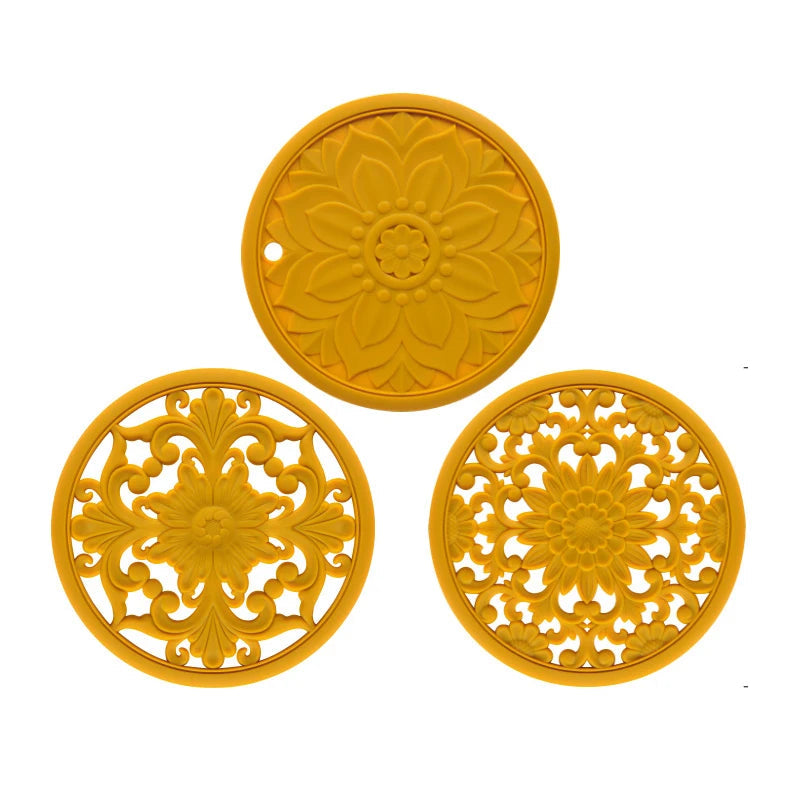Kit Descanso de Panela e Copos em Silicone | Jogo com 3 Peças Resistente ao Calor