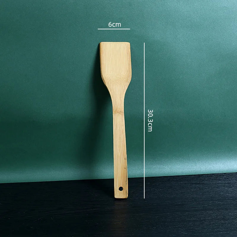 Kit de Utensílios de Cozinha em Bambu com 6 Peças