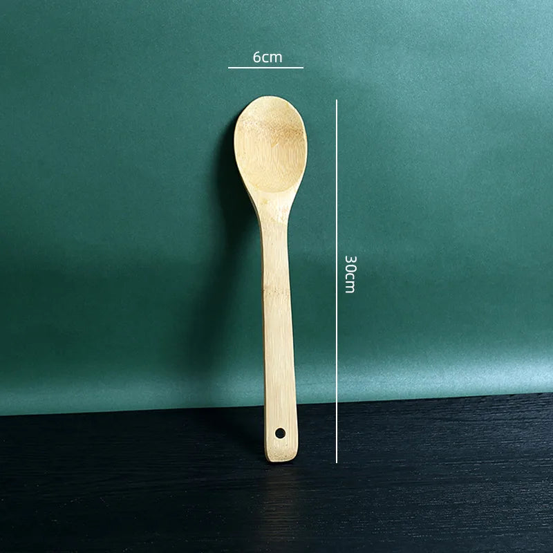 Kit de Utensílios de Cozinha em Bambu com 6 Peças