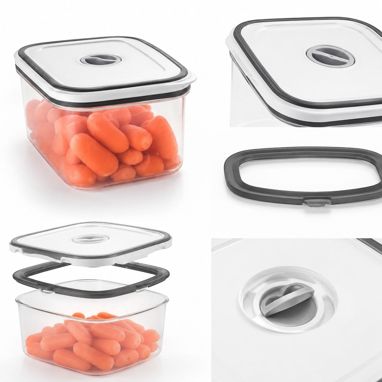 Jogo de potes herméticos Cucinamup Electrolux quadrados de plástico transparente com tampa Easy-Open e vedação