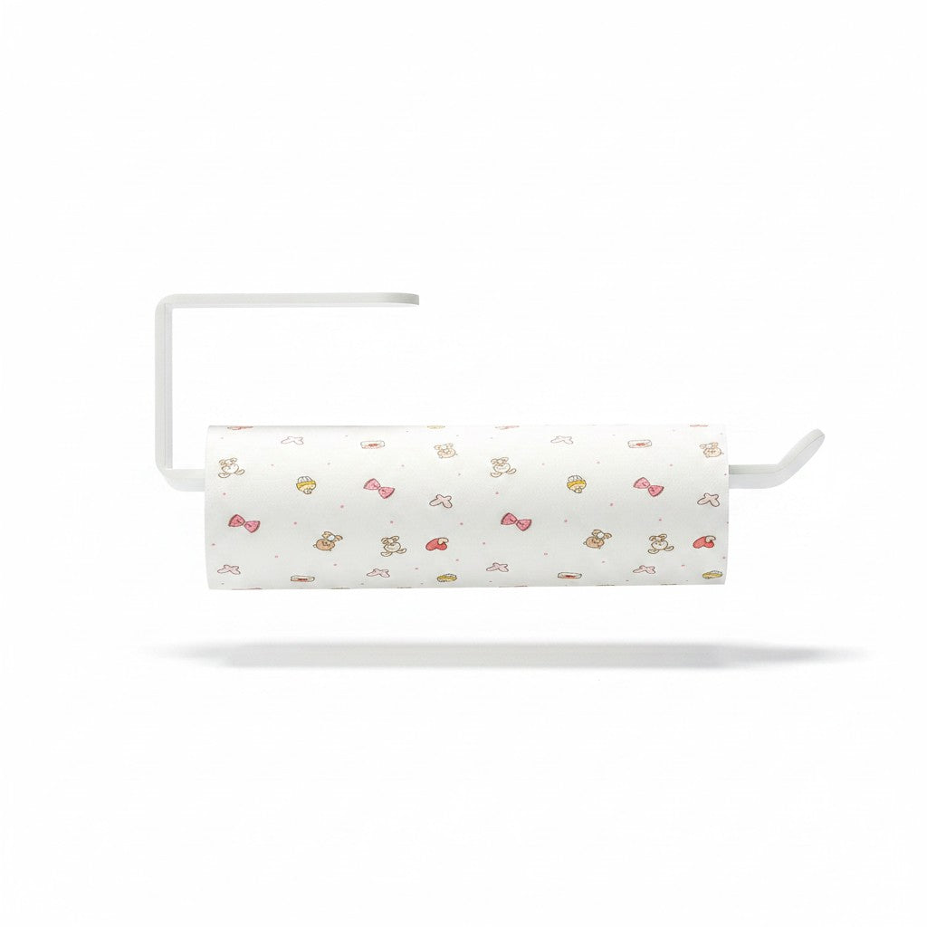 Porta papel toalha adesivo Cucinamup branco em plástico resistente para organização prática de cozinha sem furos