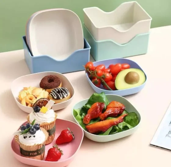 Kit com 10 Pratos Reutilizáveis com Suporte Organizador