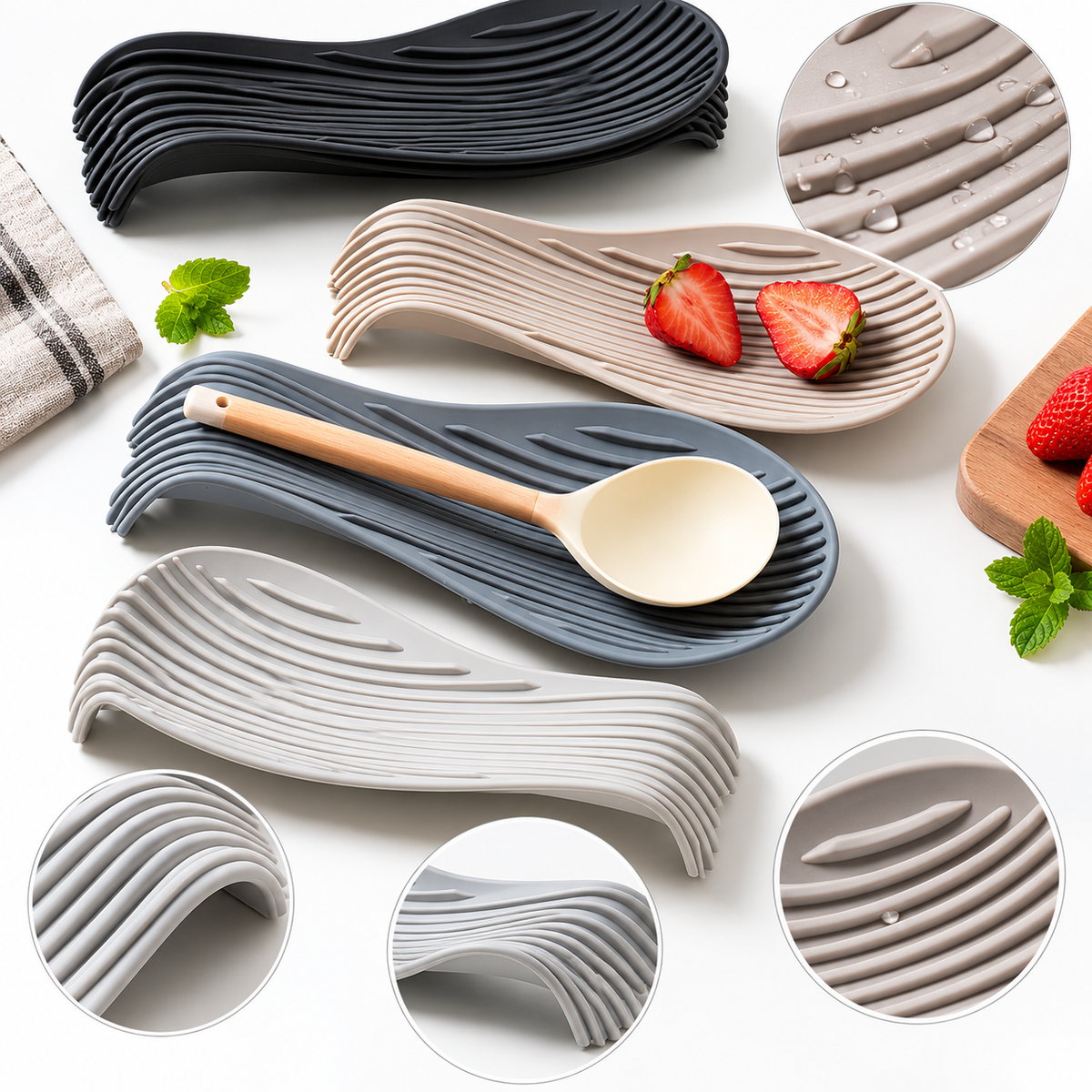 Descanso para Colher em Silicone Resistente ao Calor