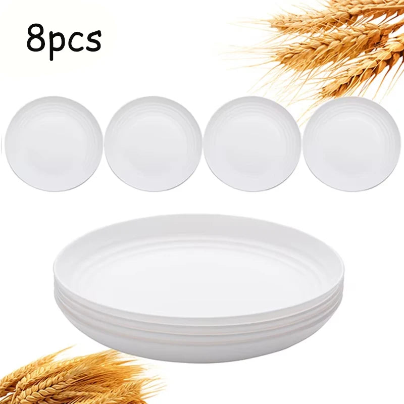 Jogo de Pratos Reutilizáveis 8 Peças | Pratos Resistentes para Cozinha, Camping e Piqueniques