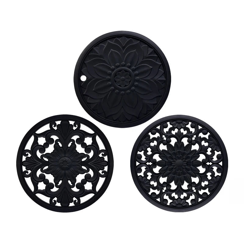 Kit Descanso de Panela e Copos em Silicone | Jogo com 3 Peças Resistente ao Calor