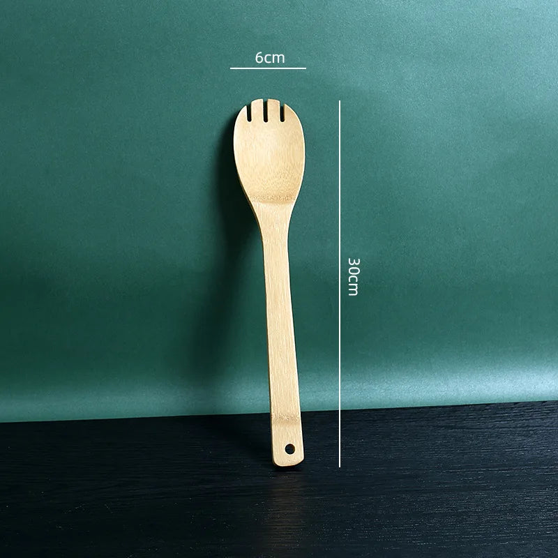 Kit de Utensílios de Cozinha em Bambu com 6 Peças