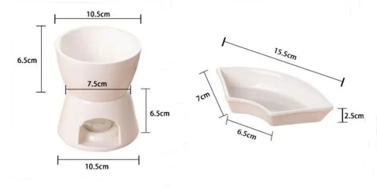 Kit para Fondue de Chocolate e Queijo em Cerâmica com 4 Garfos