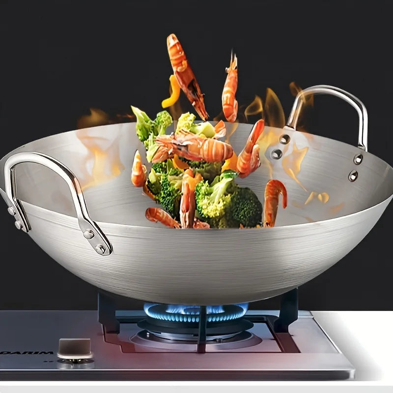 Panela Wok em Aço Inox 304 com Tampa
