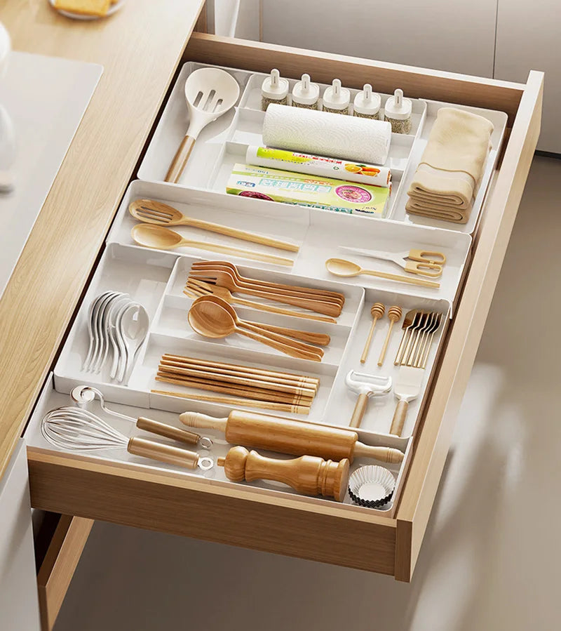 Organizador de Gaveta Ajustável para Talheres e Utensílios