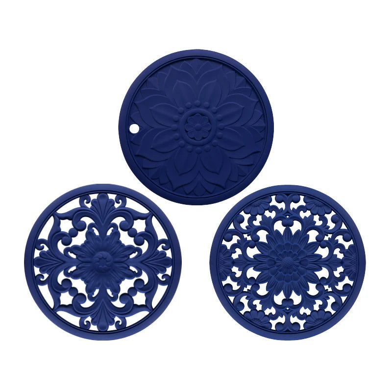 Kit Descanso de Panela e Copos em Silicone | Jogo com 3 Peças Resistente ao Calor