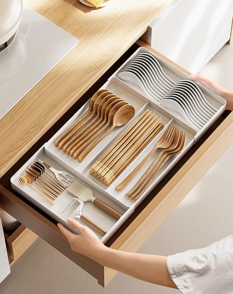 Organizador de Gaveta Ajustável para Talheres e Utensílios