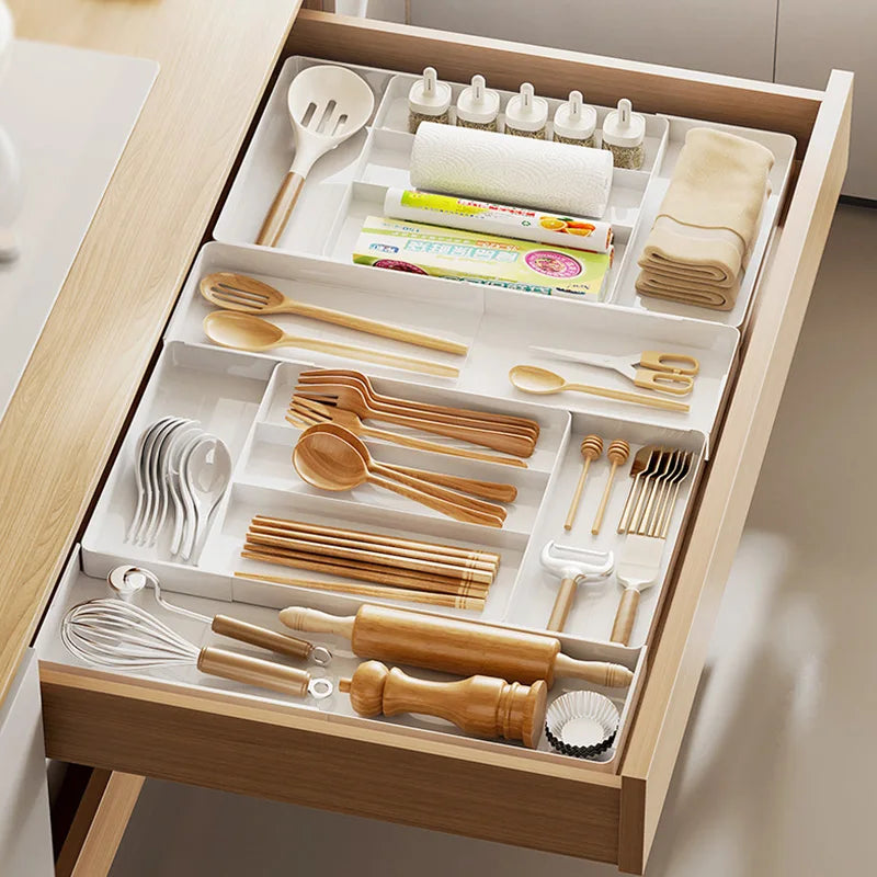 Organizador de Gaveta Ajustável para Talheres e Utensílios