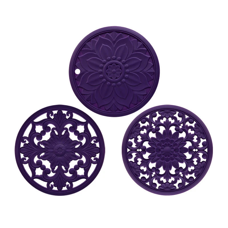 Kit Descanso de Panela e Copos em Silicone | Jogo com 3 Peças Resistente ao Calor