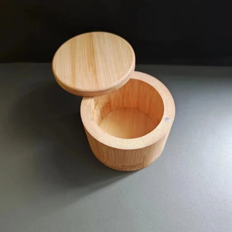 Porta Temperos de Bambu com Tampa e Colher | Organizador para Condimentos