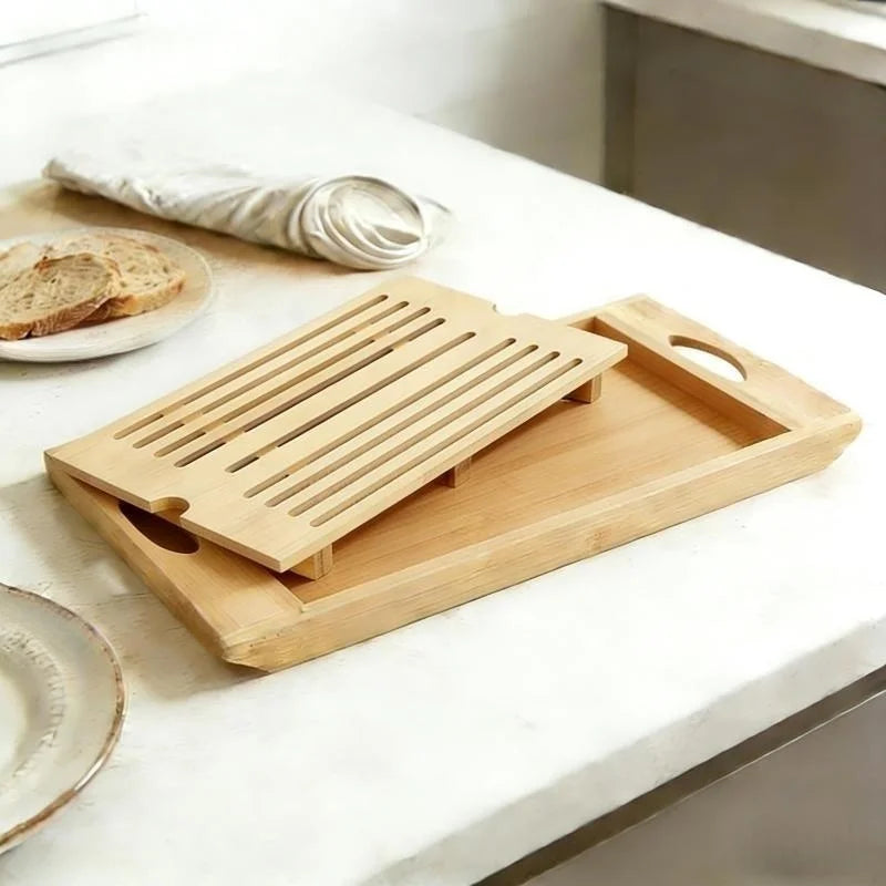 Tábua para Cortar Pão em Bambu com Coletor de Migalhas