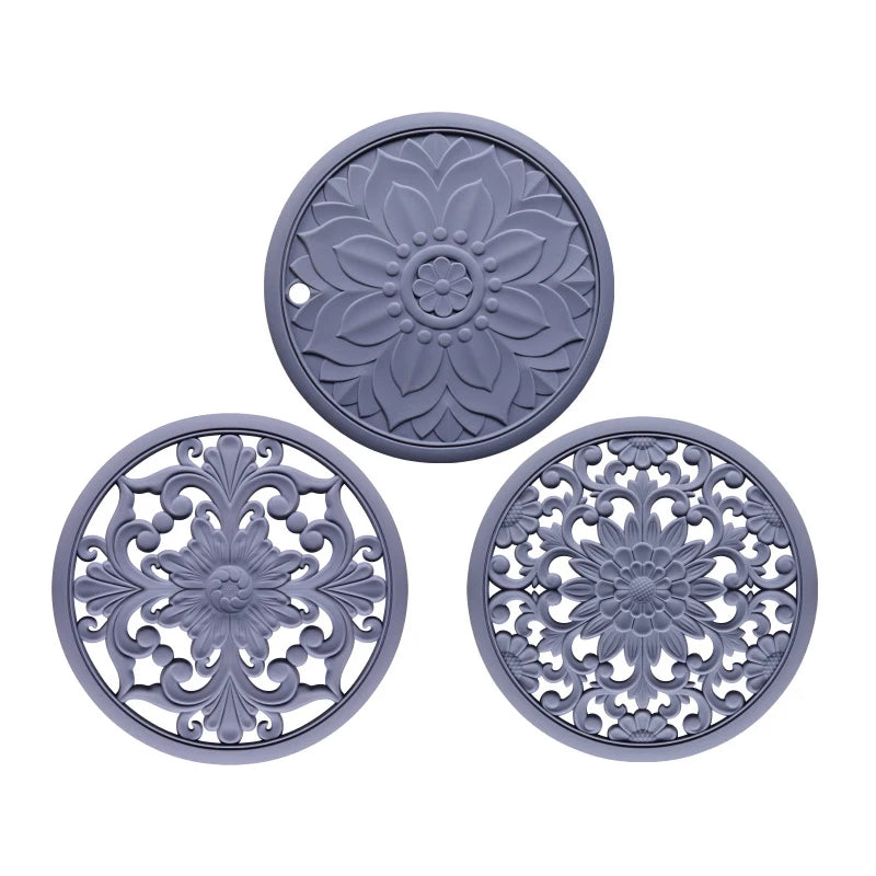 Kit Descanso de Panela e Copos em Silicone | Jogo com 3 Peças Resistente ao Calor