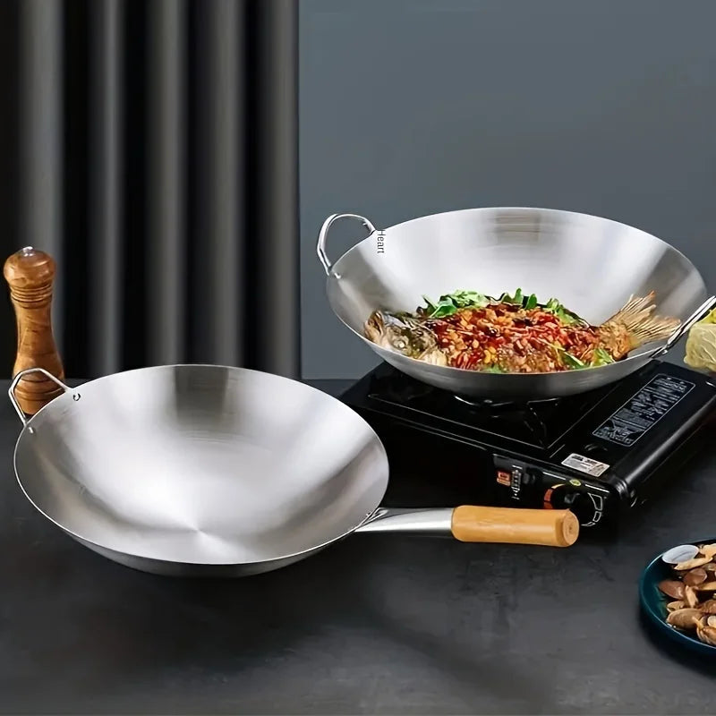 Panela Wok em Aço Inox 304 com Tampa