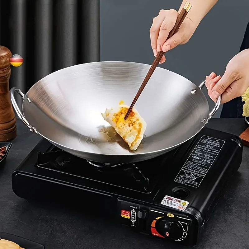Panela Wok em Aço Inox 304 com Tampa
