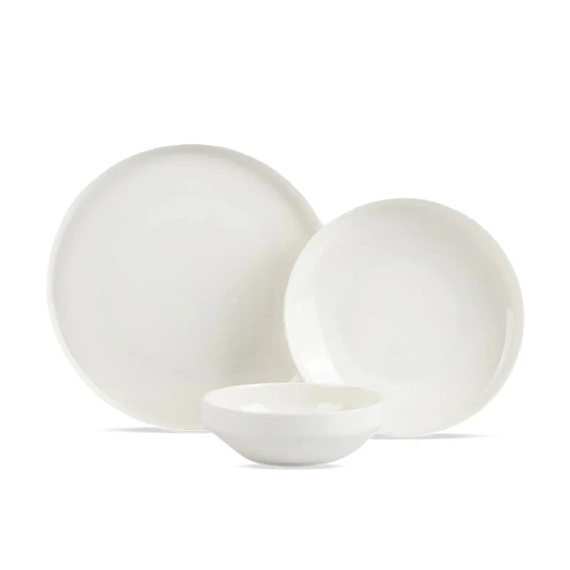 Aparelho de Jantar em Porcelana Branca SOLECASA | Pratos e Bowls Premium