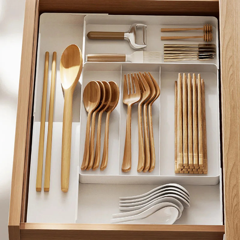 Organizador de Gaveta Ajustável para Talheres e Utensílios