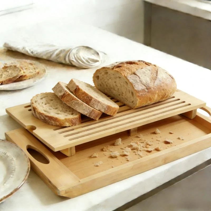 Tábua para Cortar Pão em Bambu com Coletor de Migalhas