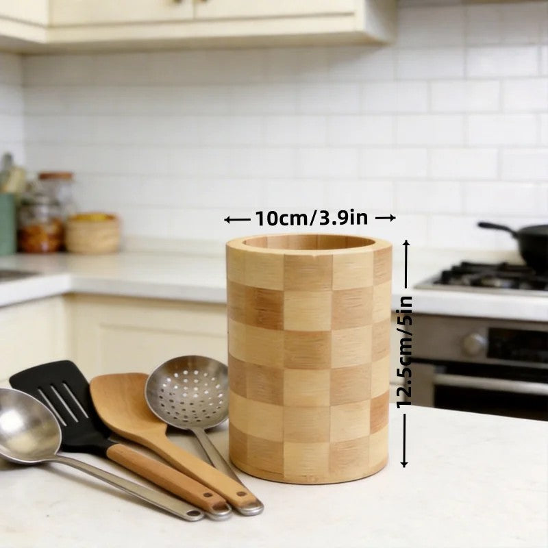 Porta Utensílios em Bambu para Bancada | Organizador de Colheres e Espátulas