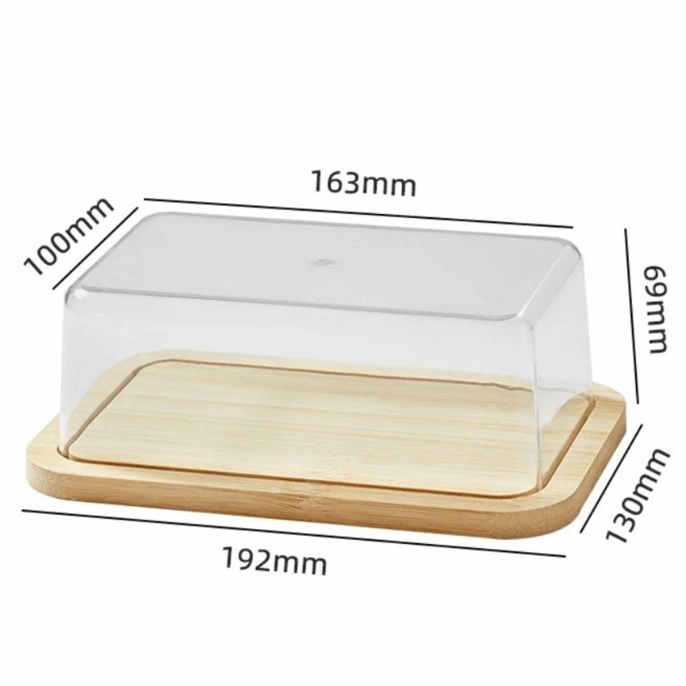 Manteigueira de Bambu com Tampa Transparente Hermética