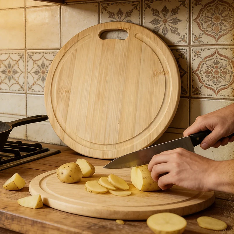 Tábua de Corte em Bambu para Carnes, Legumes e Frutas