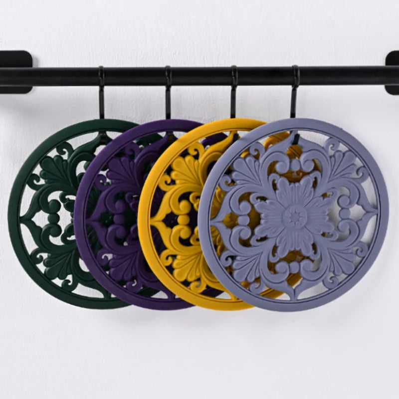 Kit Descanso de Panela e Copos em Silicone | Jogo com 3 Peças Resistente ao Calor