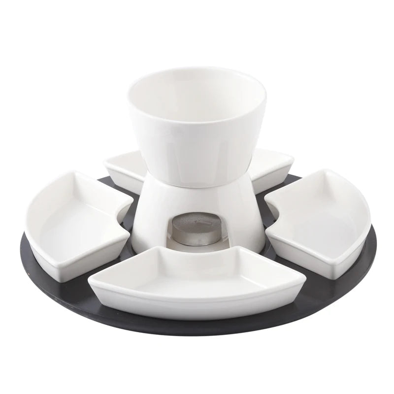 Kit para Fondue de Chocolate e Queijo em Cerâmica com 4 Garfos