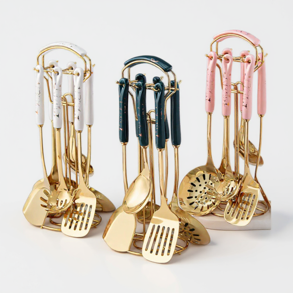 Kit de Utensílios de Cozinha em Aço Inox