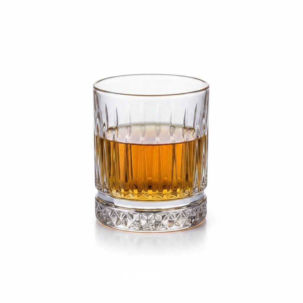 Cucinamup Jogo de copos baixos de vidro transparente Prince 360ml com design texturizado para drinks e whisky