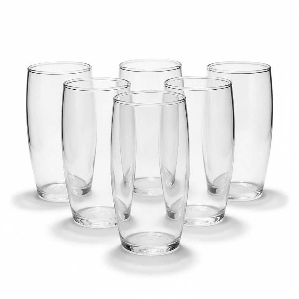 Conjunto de 6 copos de vidro transparente Nadir Hollow Long Drink 300ml, design moderno, vendido pela Cucinamup.