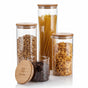 Kit com 4 Potes Herméticos de Vidro Electrolux com Tampa de Bambu